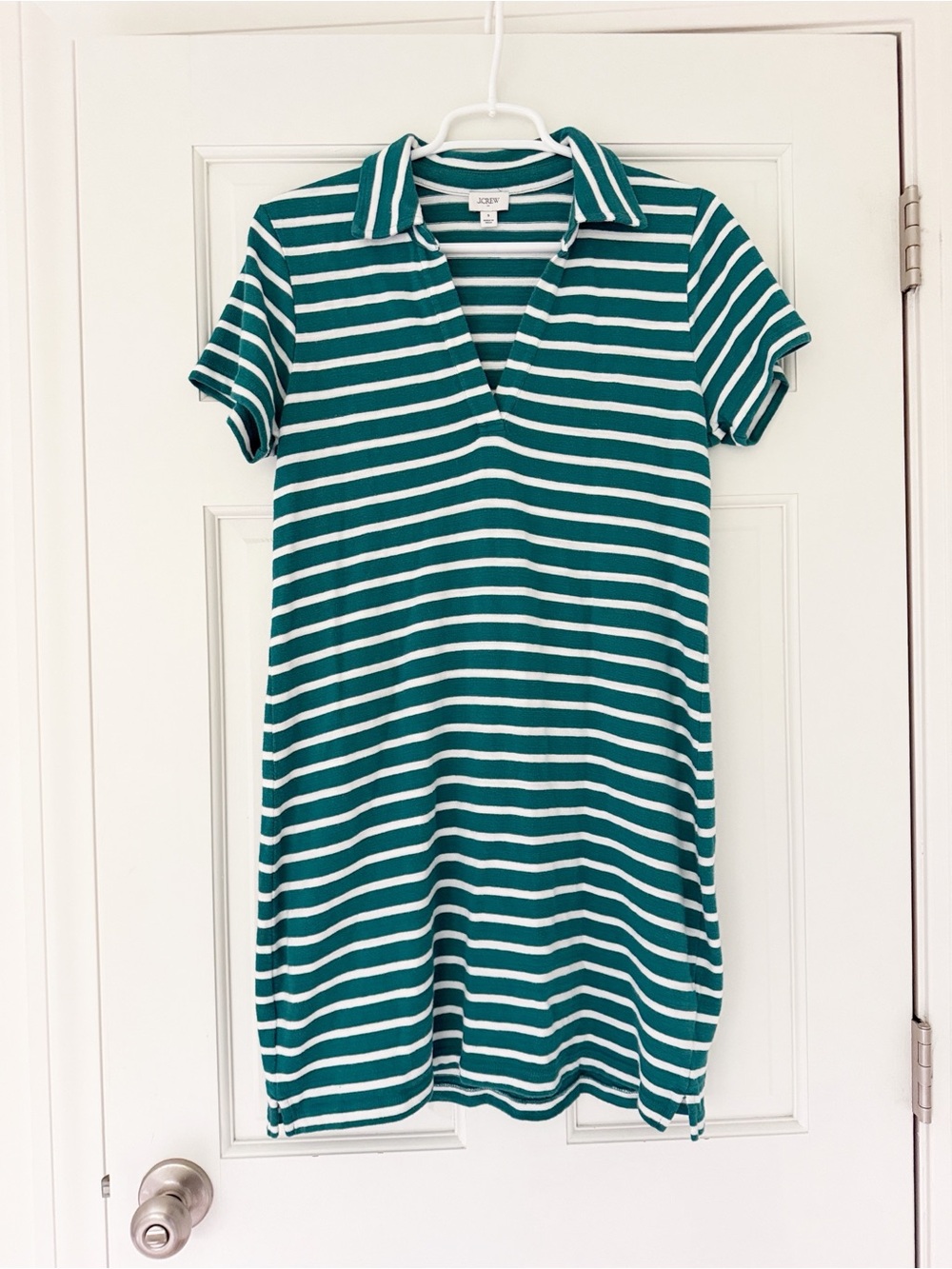 NWOT J.CREW dress size S green white striped